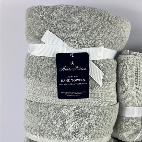 8 Pc Brooks Brothers Gray Bath Towel Set Premium Cotton Zero Twist Solucell NEW - Picture 5 of 9